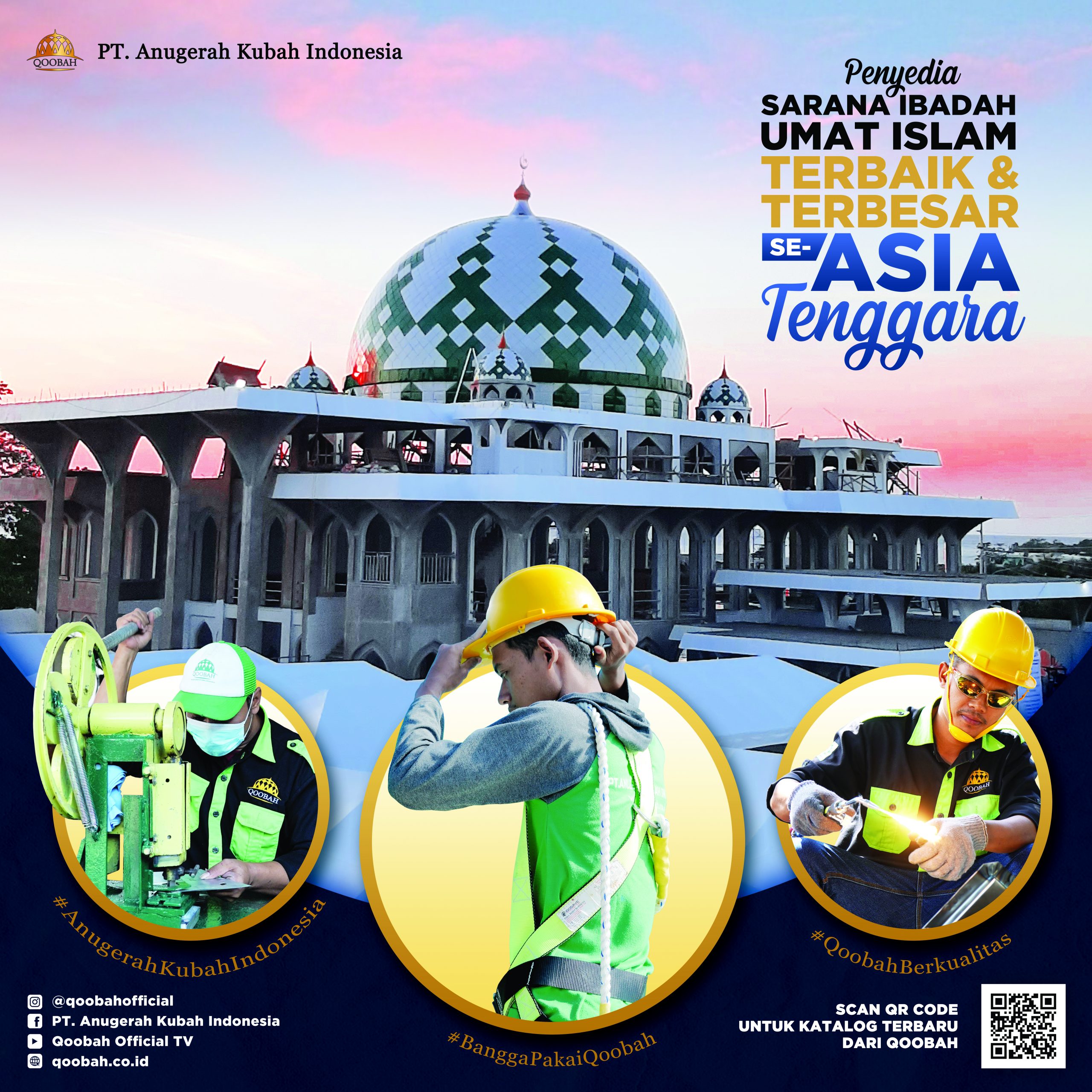 kontraktor kubah masjid enamel galvalum stainless gold