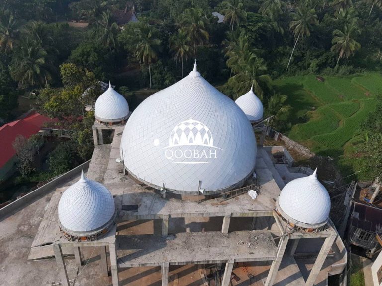 proses pengerjaan kubah masjid