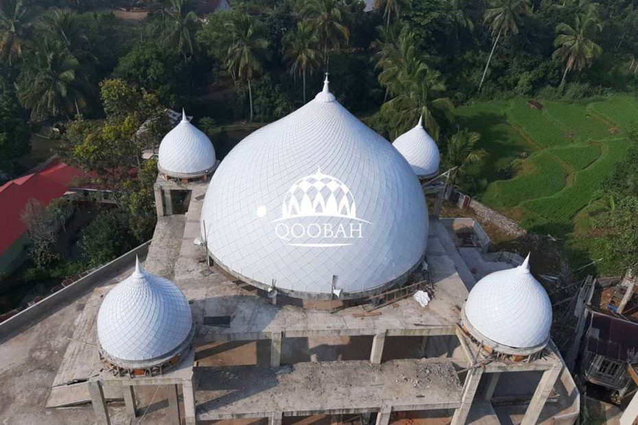 proses pengerjaan kubah masjid